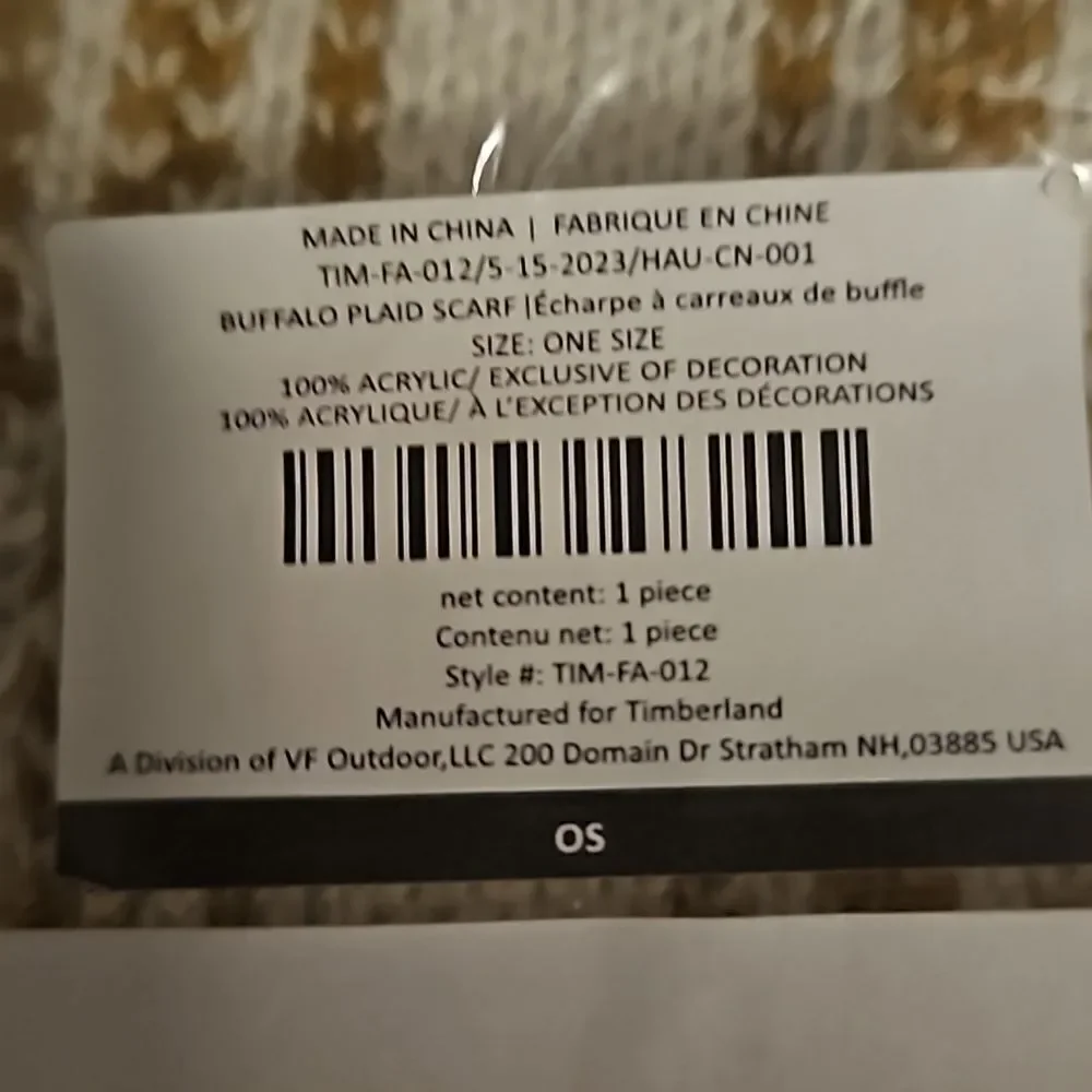 Timberland plaid scarf new sealed
